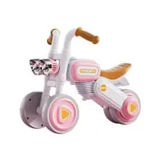 Bike Infantil Retrô Luzes Quatro Rodas Rosa Segurança Diversão Criança