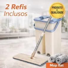 Rodo Mop Flat Giratório Balde + 2 Refis Microfibra Alta Absorção | Esfregão Mágico Limpeza Prática