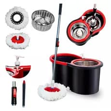 Mop Balde Esfregâo Giratório Pró Com Rodas E Alça + 1 Refil Limpeza Fácil 360° Marca Power Maid Envio Rapido