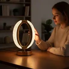 Luminaria Mesa Led Oval Touch Recarga Usb Design Moderno Brilhante