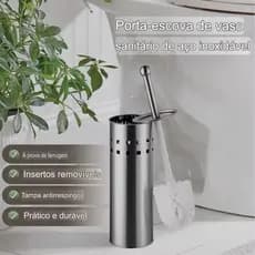 Suporte Escova Sanitária Inox Cerdas Flexíveis Limpeza Banheiro Durável Moderna