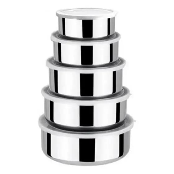Conjunto 5 Potes Herméticos Bavaria Com Tampa - Inox