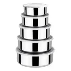 Conjunto 5 Potes Herméticos Bavaria Com Tampa - Inox
