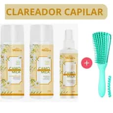 M Mari's Tratamento Clareador Capilar Natural Hidrata Ilumina Cabelos + Pente Escova Anti Frizz