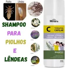 Shampoo Para Piolhos Lêndeas Limpeza Profunda dos Fios Citronela Lavanda Melaleuca Alecrim Previne Caspa M Mari's 300ML
