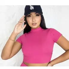 CROPPED FEMININO GOLA TECIDO CANELADO TAMANHO UNICO MODA BLOGUEIRA