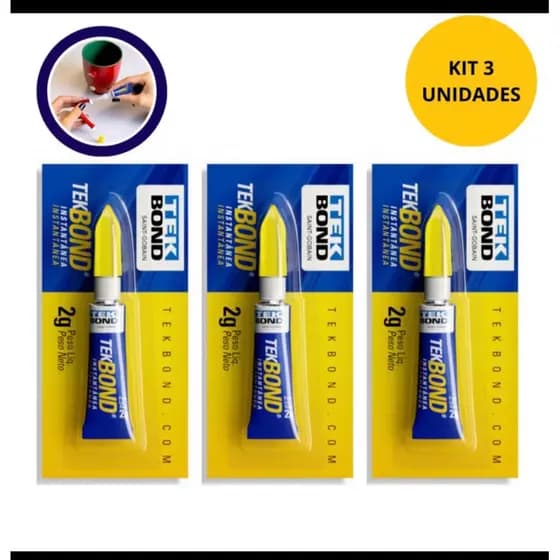 Cola Instantânea Multiuso 2g Tek Bond - com 3 Unidade