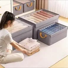 Caixa de Armazenamento de Roupas e Brinquedos Infantis com Tampa para Íntimas e Calças