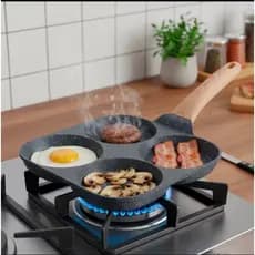 Frigideira Multifuncional Antiaderente 3 E 4 Em 1 Para Ovos , Hambúrguer  , Omelete , Com Cabo De Madeira