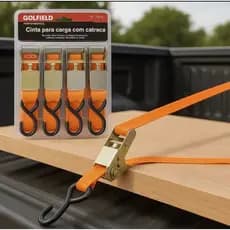 Kit 4 Cinta Fita Para Amarrar Prender Carga Com Catraca 4,5m x 2,5cm até 800KG
