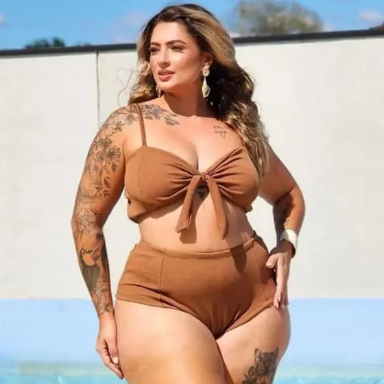Biquini Plus Size Feminino Cintura Alta Com Bojo Praia Verão