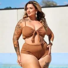 Biquini Plus Size Feminino Cintura Alta Com Bojo Praia Verão