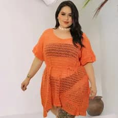Saida De Praia Plus Size 46 Ao 52 Tricot Moda Verão Feminina