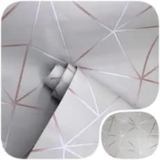 Papel de Parede Adesivo Geométrico 3D Nude Triângulo Rose Gold Sala Quarto 45 cm x 10M