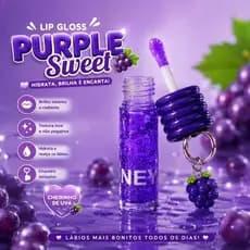 Lip Gloss Hidratante Labial Chaveiro Uva Mini Gloss Brilho Labial exclusivo gloss fofo chaveiro maquiagem
