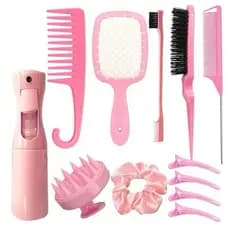 Kit Escova Cabelo cacheado natual liso trança penteados rabi de cirvo baby hair 12 Peças ferramentas salão cabeleireiro
