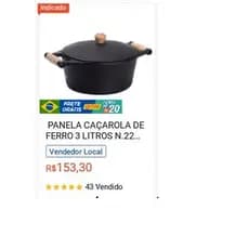 ÓTIMO PREÇO PANELA DE FERRO 2 LITROS POR APENAS....