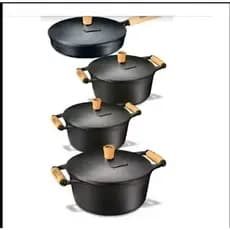 Kit conjunto de 3 panelas caçarolas Jogo de 1 frigideiras de ferro fundido com tampas craqueadas Oportunidade