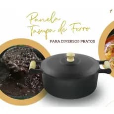 Panela Caçarola de Ferro 2 alças c/ tampa de Ferro 2 Litros.