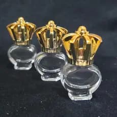 Kit 10/30 Mini Frasco Vidro Coração 5ml C/ Tampa Coroa R13 Metalizada, Porta Óleo, Perfume, Essência