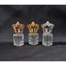 Kit 10/30 Mini Frasco Vidro 5ml Com Tampa Coroa R13/410 Metalizada, Porta Óleo, Perfume, Essência