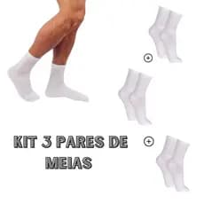 Kit 3 Pares de Meias Masculina Sport Casual Branca Básica