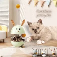 Comedouro Interativo Brinquedo Gatos Pet Petisco Ração Dispenser Bolinha Movimento Giratório