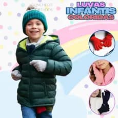 Luva Infantil Listrada Colorida Menino E Menina Confortáveis Quentinhas Inverno Escolar