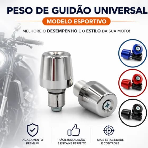 Par De Pesos De Guidao Oco De Moto Pcx 150 Cromado Com Bucha Expansível