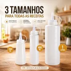 Bisnagas Squeeze para Condimentos – Ketchup, Maionese e Mostarda | Bar e Restaurante | 200ml / 400ml / 1L - 1 a 3 uni.