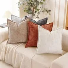 Capa De Almofada Texturizada De Chenille Macio , Minimalista , Cor Sólida , Para Sofá , Decoração De Casa , Sala De Esta