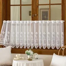 Cortina Curta De Renda 180x45cm Floral Padrão Blackout Para Janela De Cozinha Decoração De Casa