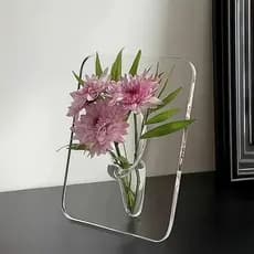 Vaso De Plástico Acrílico Transparente Com Design De Moldura , Decoração Moderna Para Casa E Centro De Escritório , Vaso