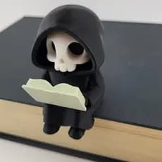 Estatueta Dona Morte lendo Livro 3D Kawaii Criativo Colecionável Exclusivo