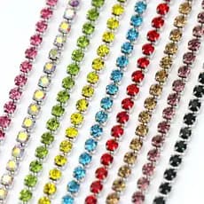 1 Metro Joia/Corrente Com Strass De Alta Densidade Base De Prata E Cristal DIY