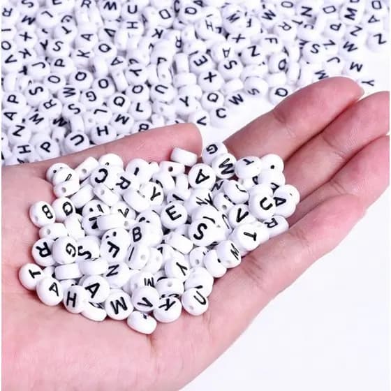100 Peças 4 * 7mm " Az " Contas Soltas De Letras Brancas Acrílicas Para Pulseira Joias Faça Você Mesmo