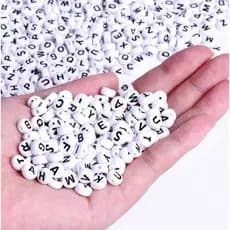 100 Peças 4 * 7mm " Az " Contas Soltas De Letras Brancas Acrílicas Para Pulseira Joias Faça Você Mesmo