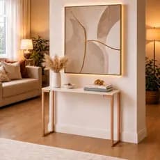 Aparador Buffet Industrial 90cm Mesa Sala Hall de Entrada Decoração Pés Rosé Gold