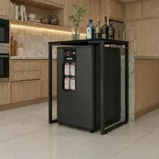 Mesa Para Frigobar e Cervejeira | Mesa Compacta para Sala e Área Gourmet Pés em Aço Preto 68x45x76cm