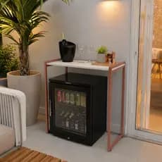 Aparador Industrial Bella 90cm Cantinho do Café Mesa Buffet Área Gourmet Suporte Frigobar Rose Gold