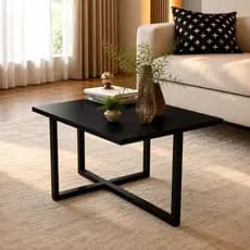 Mesa de Centro Retangular Industrial Aço Preto Moderna Luxo Sala Decorativa