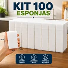 Kit 100 Esponjas Mágicas Bucha Melamina Multiuso Tira Manchas Marca PH