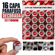 Jogo Capa Parafuso Decorada NITRO Roda Universal Cromado 17mm/19mm 16 peças