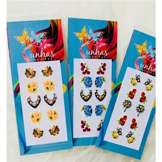 100 Adesivos Unhas 3d Com Jóias KAJ-10