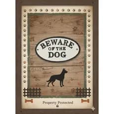 Placa Decorativa De Ferro Tema BEWARE OF THE DOG Tamanho 17x10x7,5cm