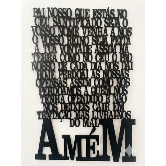 Quadro Religioso Decorativo Letras Oração Do Pai Nosso 40x65cm