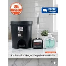 Kit Banheiro Lavabo Organizador 3 Peças Lixeira 6lts Escova Sanitária Porta Sabonete  [ Envio 24hs ]