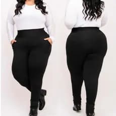 Calça Legging G1 Preta Com Bolso Cintura Alta Montaria Zero Transparência