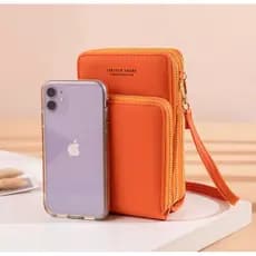 Bolsa Transversal Feminina com 3 Divisórias Carteira Porta Cartão e Celular
