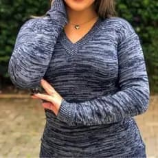 Blusa Frio Manga Longa Tricot gola V Blusinha Suéter Casaquinho Feminino